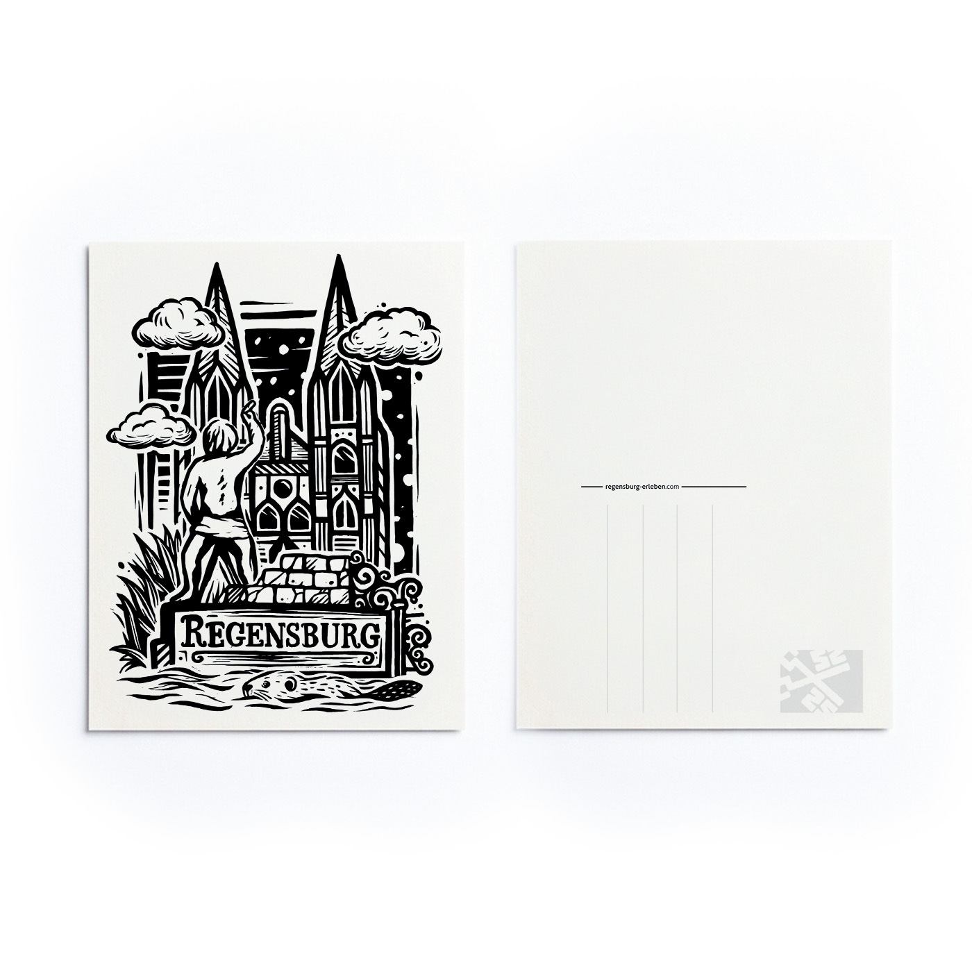 Postkarte Stadtillustration Regensburg